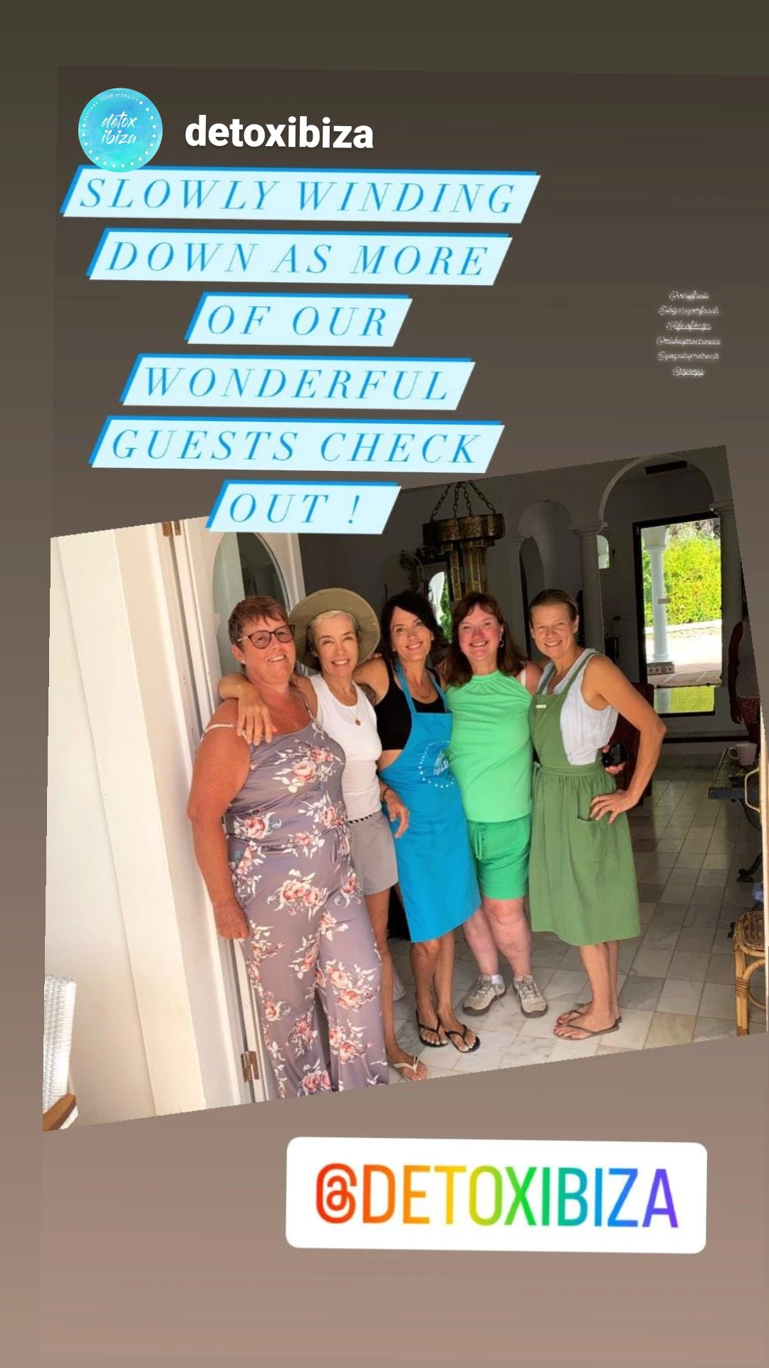 Our Clients on the last day of their oncredible transformational journey. Weight loss, reset diet, recovering from illness, menopause all res=asons these clients came on this detox retreat.